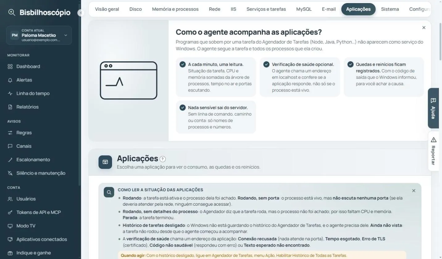 Quadro 'Como o agente acompanha as aplicações?' com os quatro pontos do funcionamento.